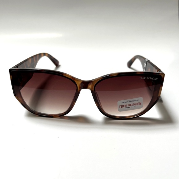 New Original TRUE RELIGION Cat Eye Sunglasses Acetate Tortoise Shell Embossed main image 6
